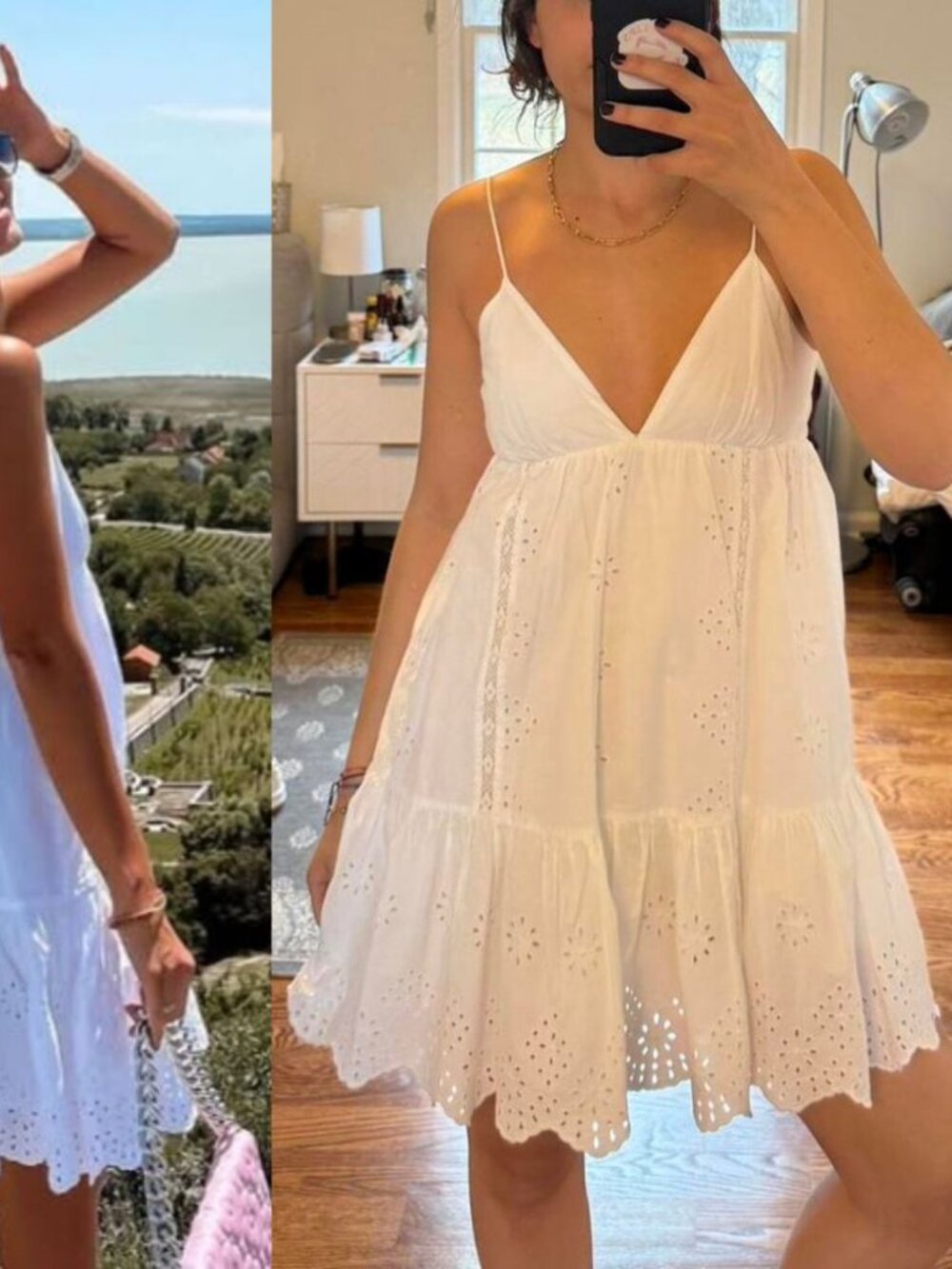 Zara - Lace Openwork Eyelet Dress Strappy 7200/303/250 | White | Size Small